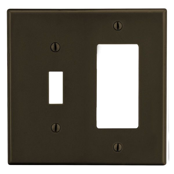 Hubbell Wiring Device-Kellems Wallplate, 2-Gang, 1) Toggle 1) Receptacle, Brown P126